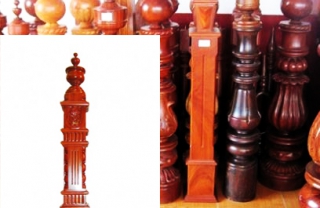 Trụ cái cầu thang gỗ gõ đỏ 