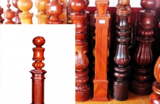 Trụ cái cầu thang gỗ Hương đỏ