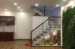 Cầu thang kính tay vịn gỗ MD0020