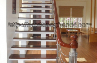 Cầu thang xương cá đôi thép hộp vuông 100