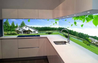 Kính màu tranh 3D ốp bếp