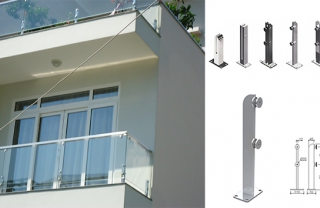 Lan can kính trụ đơn thấp bo DDT03/S