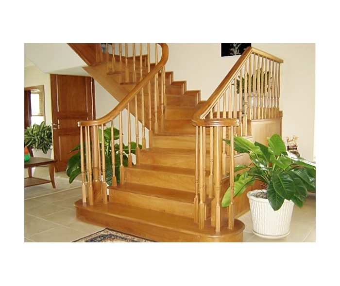 Tay vịn cầu thang gỗ sồi con tiện đơn