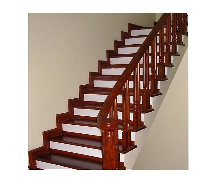 Tay vịn cầu thang gỗ sồi con tiện kép
