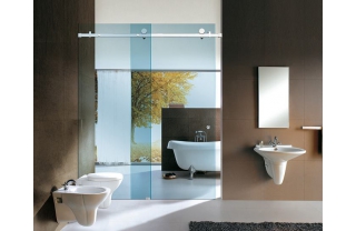 Ca bin tắm kính cửa trượt ray inox CBRI01